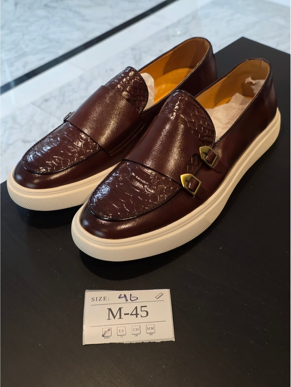 Men's Brown Leather Loafers with Buckle Detail